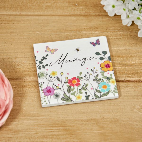 Welsh Slate Floral Coaster - Mamgu
