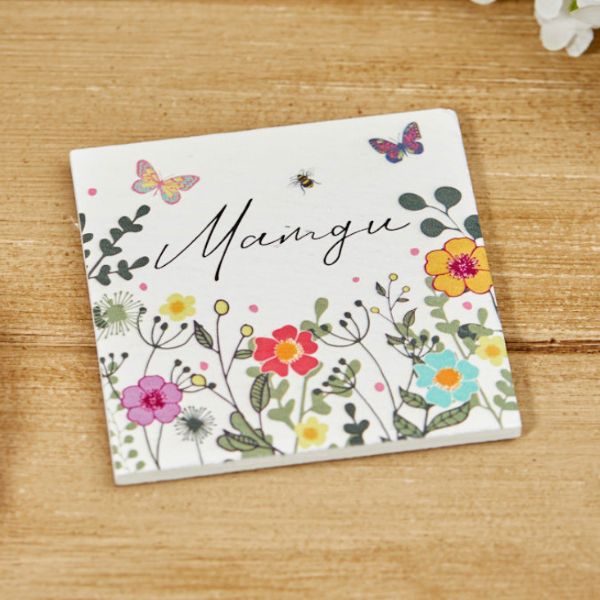 Welsh Slate Floral Coaster - Mamgu